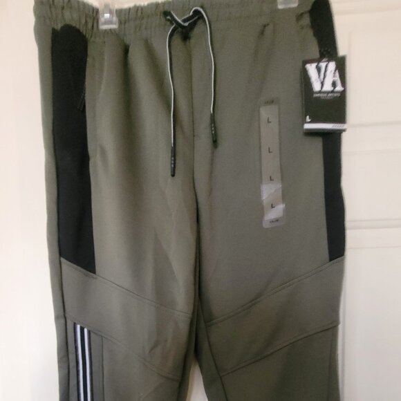 Various Artists LA Jogger Activewear Pants L. Sage Green, Black/White Striped. - Picture 1 of 7